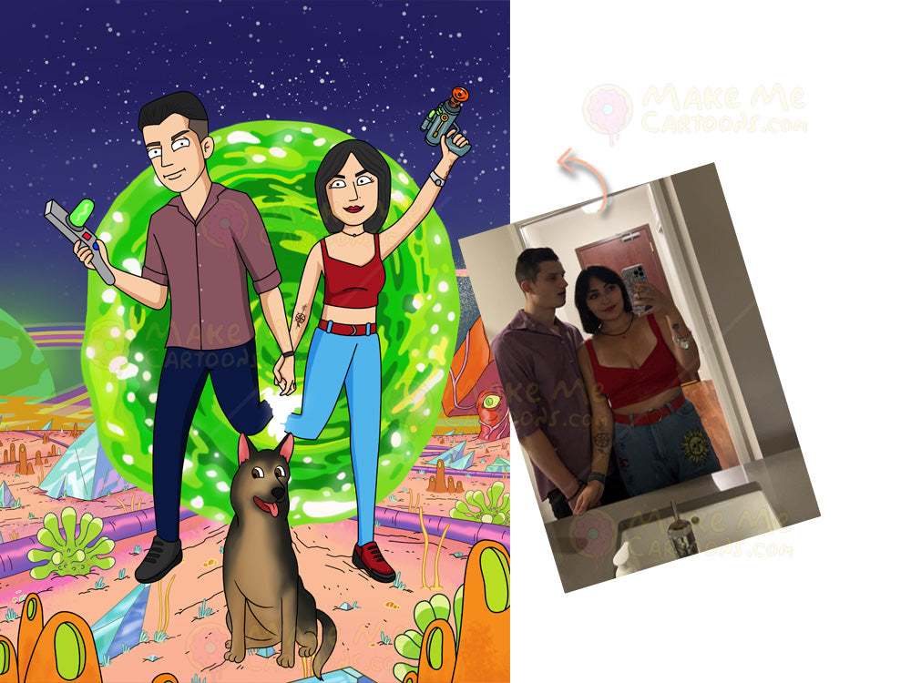 Rick and Morty Style Custom Portrait - Make Me Cartoons