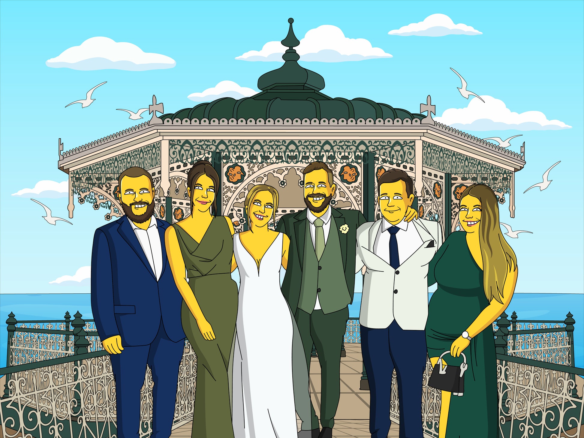 Make Me Yellow – 100% Hand-Drawn Wedding Portrait (No AI) - Make Me Cartoons