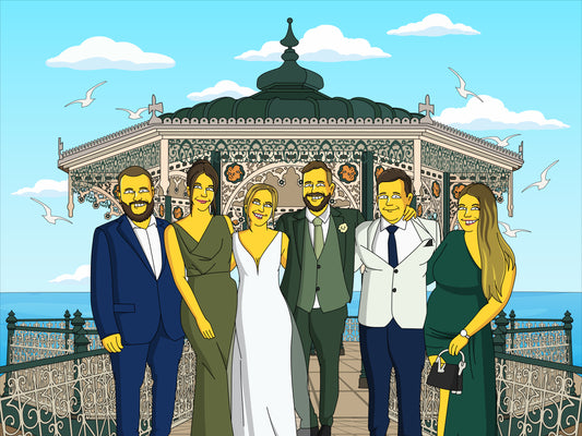 Make Me Yellow – 100% Hand-Drawn Wedding Portrait (No AI) - Make Me Cartoons